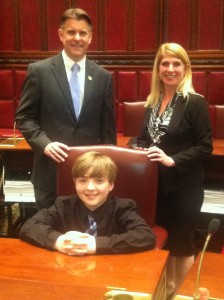 Frankie Sitting at Senator Terry Gipson's desk after press conference May 5th 2014